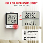 TP152 Digital Temperature and Humidity Monitor Digital Hygrometer with Temperature, Humidity and Clock LCD Display